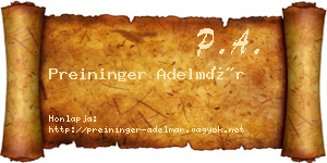Preininger Adelmár névjegykártya